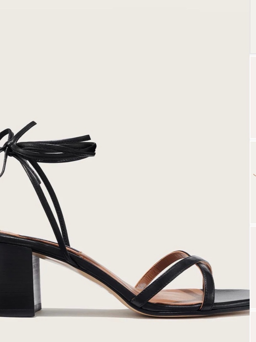 Margaux Black Nappa Leather Strappy Sandals